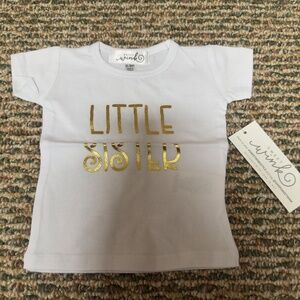 NEW Sweet Wink Big Sister White and Gold Short Sleeve Tee - 3-6 M